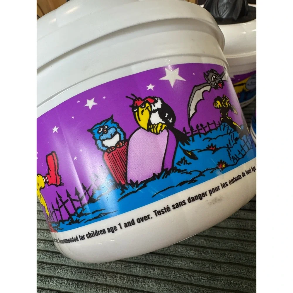 Vintage 1986 McDonalds Halloween Pails Buckets Bat Lid Decoration Lot of 5‎